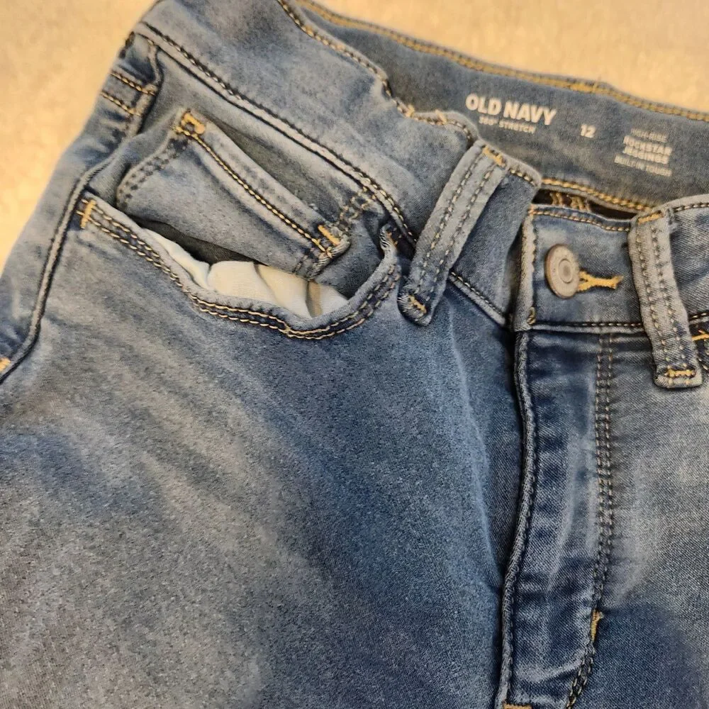 Old Navy Girls High Rise Rockstar Jeggings 360 Stretch Adjustable Waist Size 12